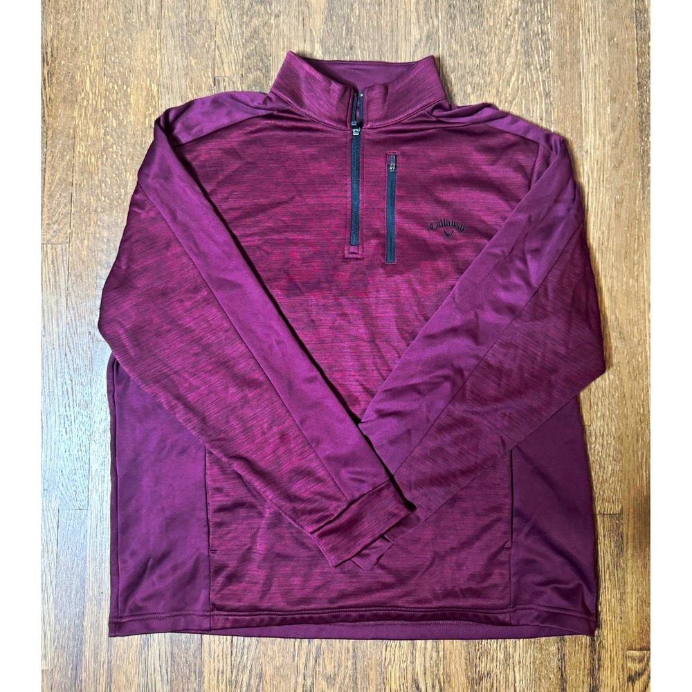 Callaway Men's 1/4 Zip Mock Neck Long Sleeve Golf Jacket Solid Burgundy XL